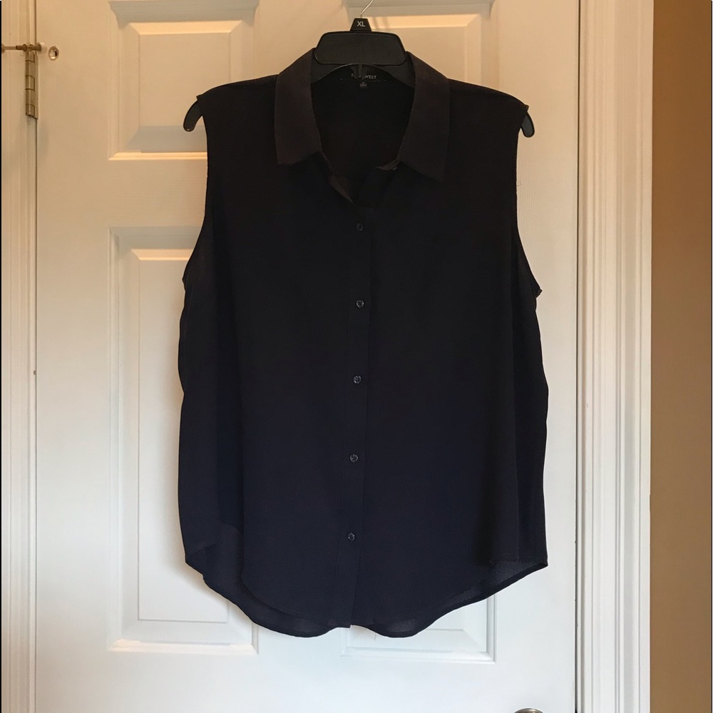 Nine west navy blue button down blouse